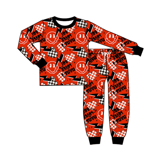 Preorder moq 5 Baby Boys Mama's Lover Hearts Top Pockets Jogger Pant Valentines Clothes Set