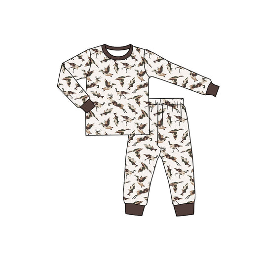 Preorder moq 5 Baby Boys Ducks Top Pant Hunting Pajamas Set