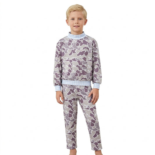 Baby Boys Grey Camo Choker Shirt Top Leggings Pant Clothes Set