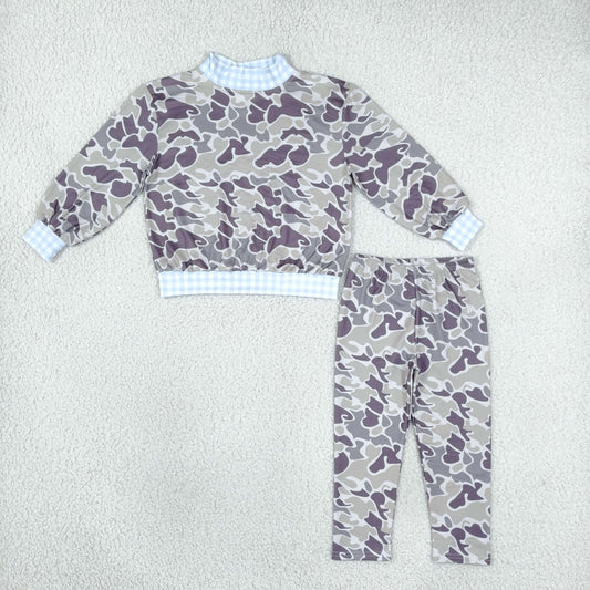 Baby Boys Grey Camo Choker Shirt Top Leggings Pant Clothes Set