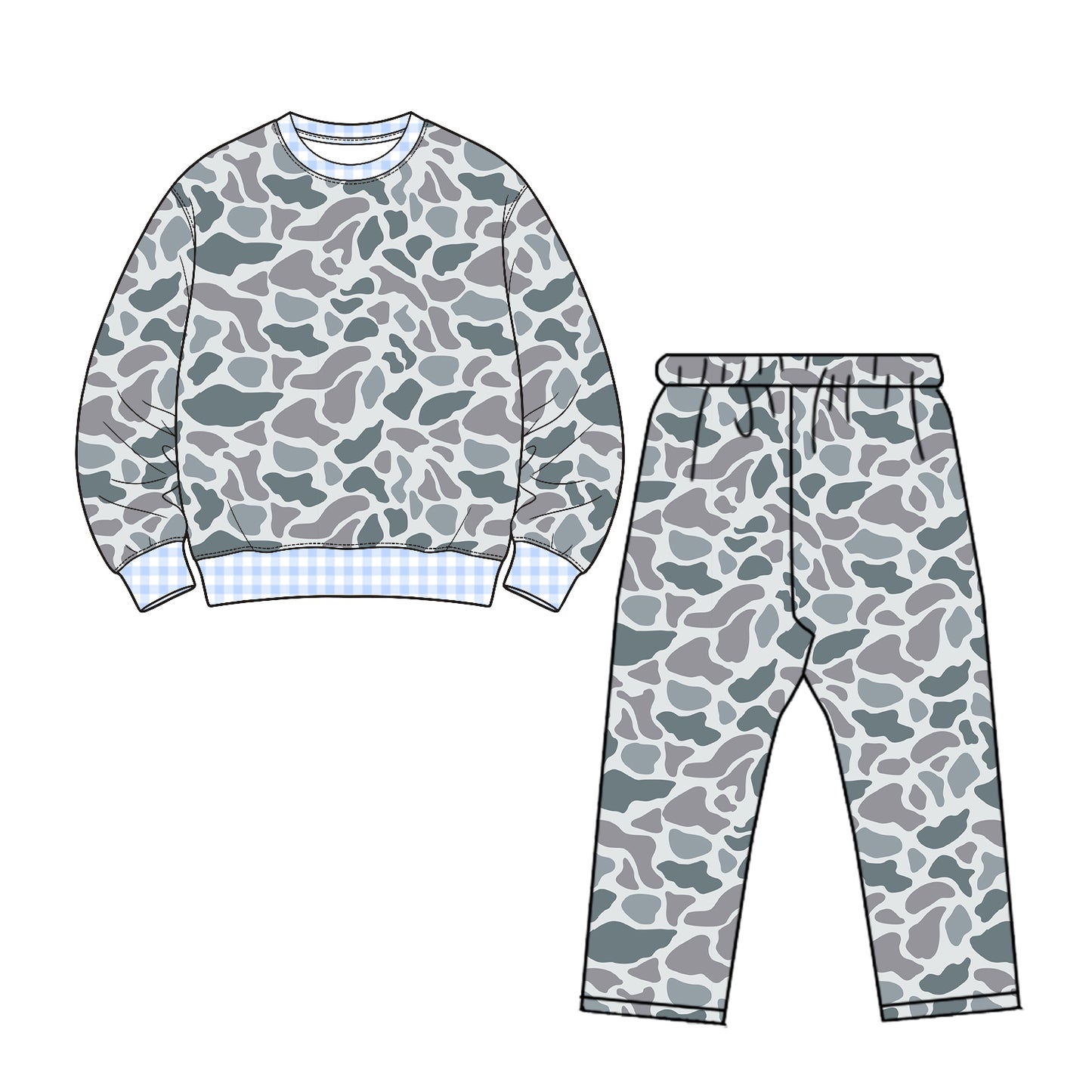 Preorder moq 5 Baby Boys Southern Light Grey Camo Top Leggings Pant Clothes Set