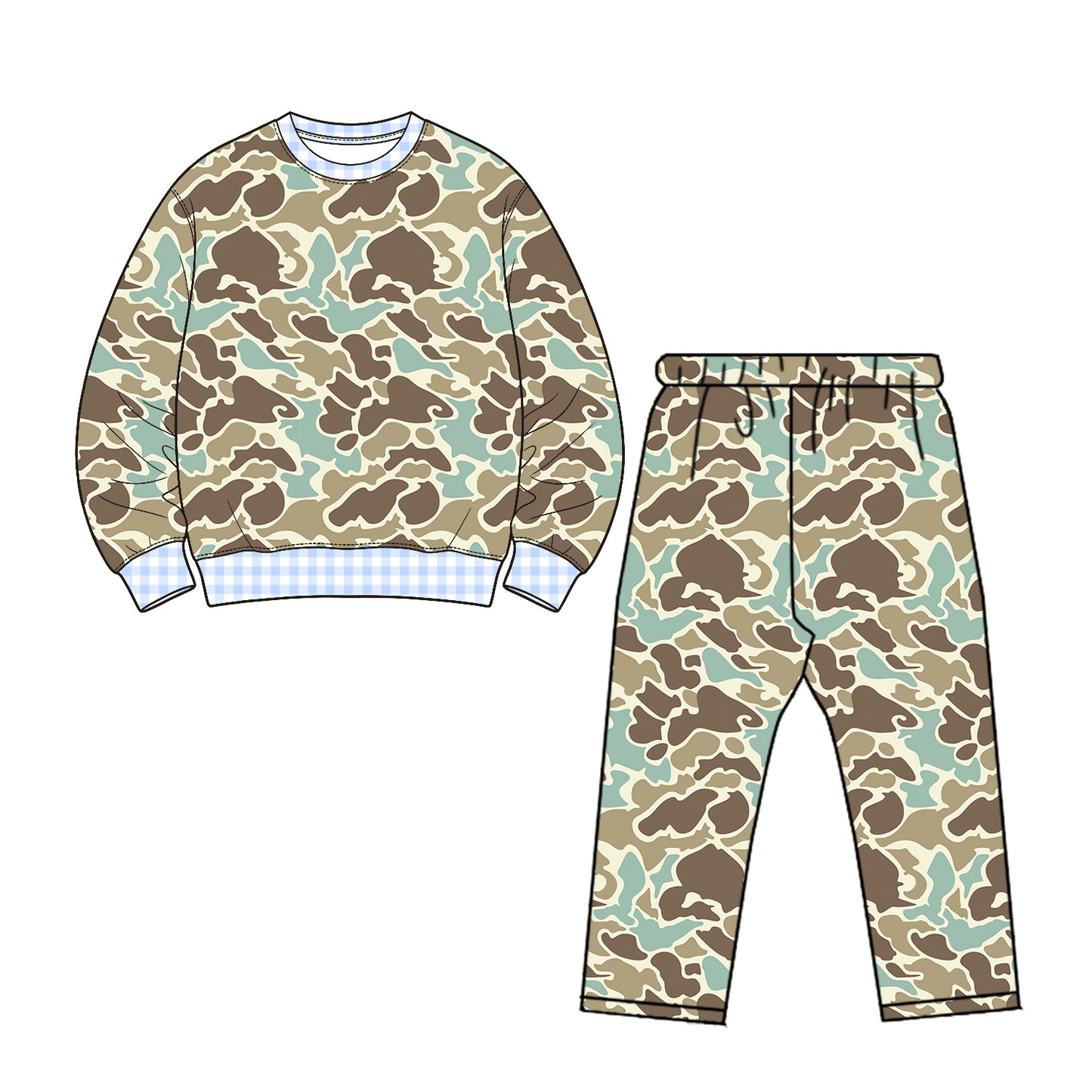 Preorder moq 5 Baby Boys Southern Green Camo Top Leggings Pant Clothes Set