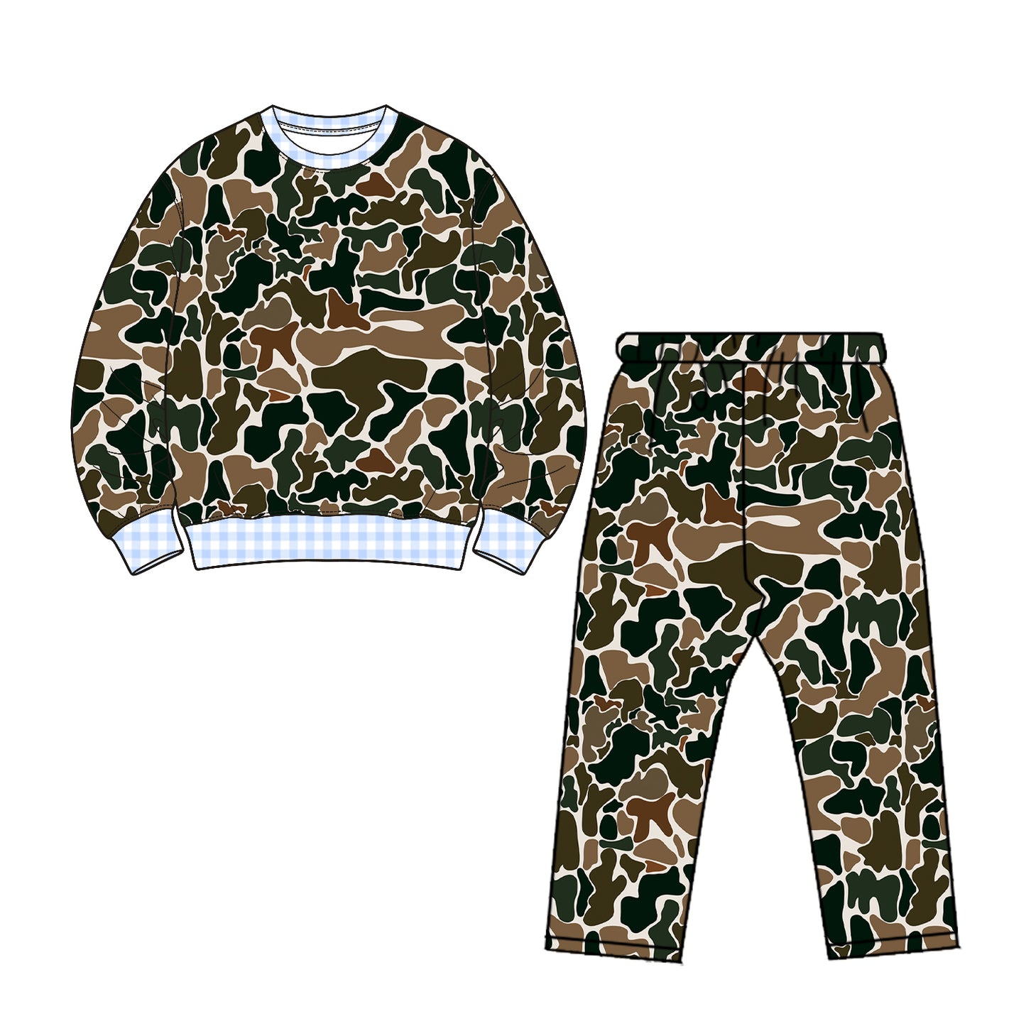 Preorder moq 5 Baby Boys Southern Dark Brown Camo Top Leggings Pant Clothes Set