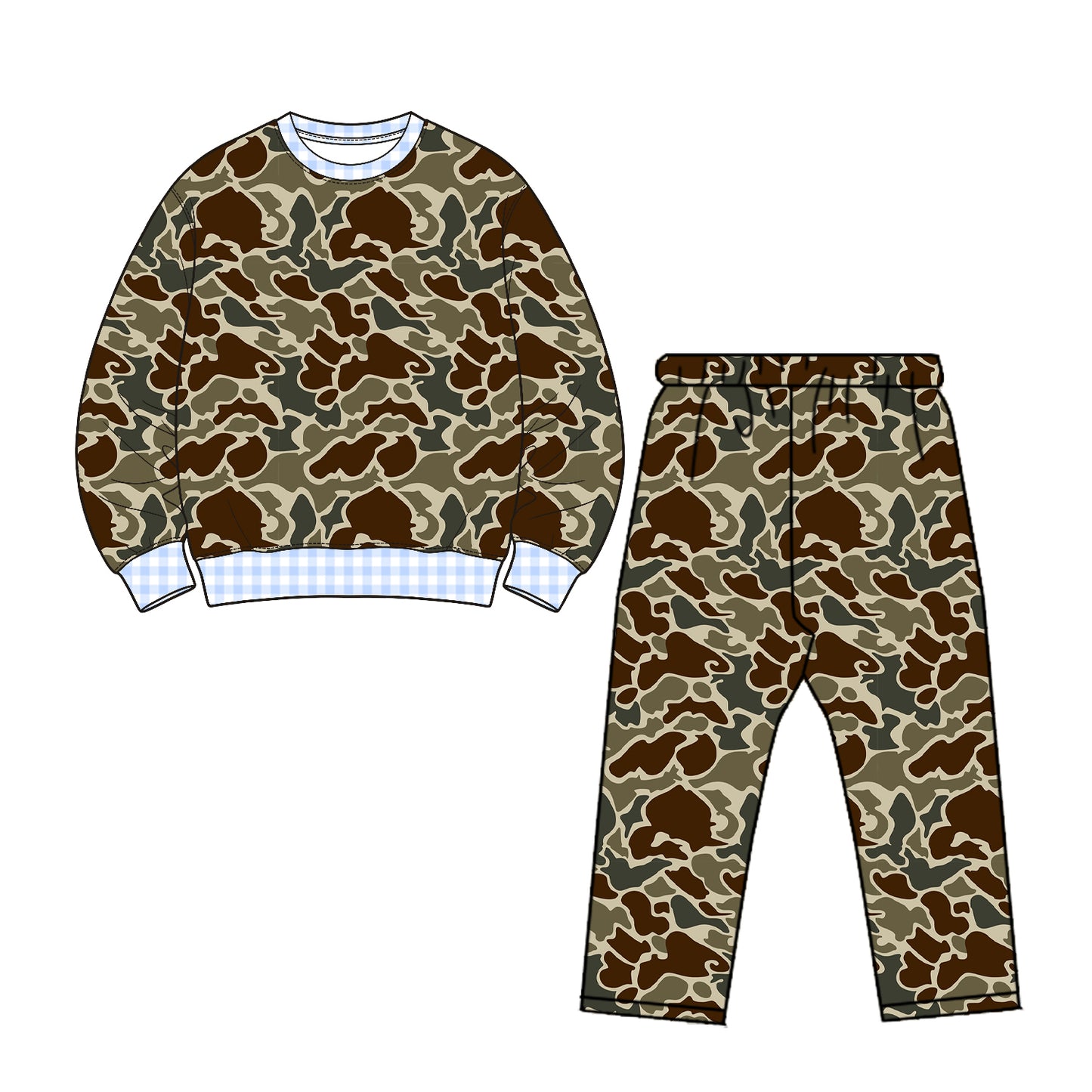 Preorder moq 5 Baby Boys Southern Dark Khaki Camo Top Leggings Pant Clothes Set