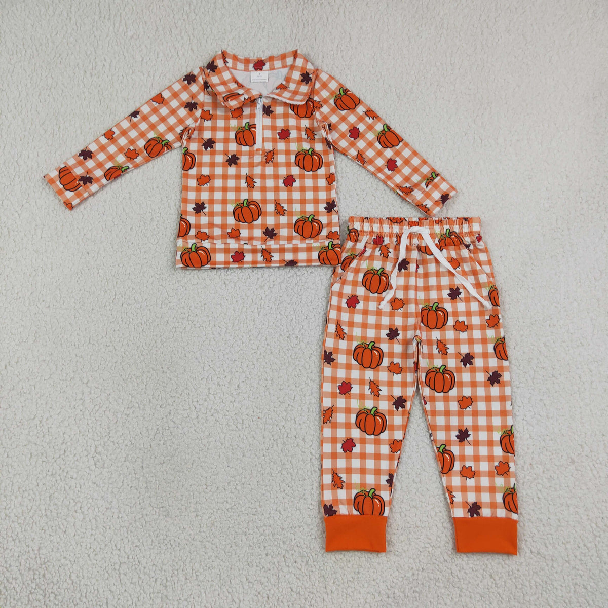 Sibling Baby Boys Pumpkins Leaves Fall Jogger Clothes Set Zip Pullover Rompers