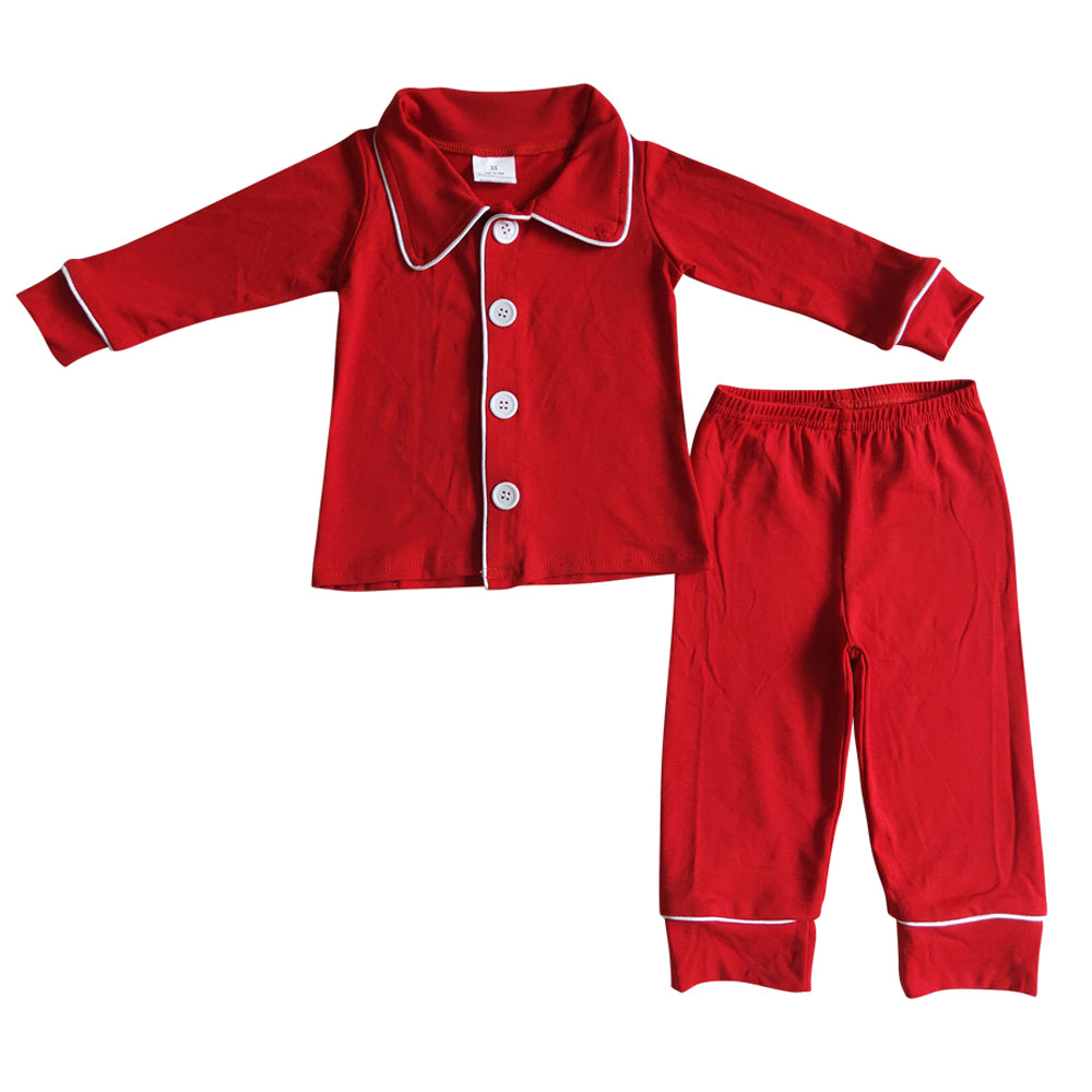 Preorder moq 5 Adult Men Red Long Sleeve Button Top Pant Pajamas Set