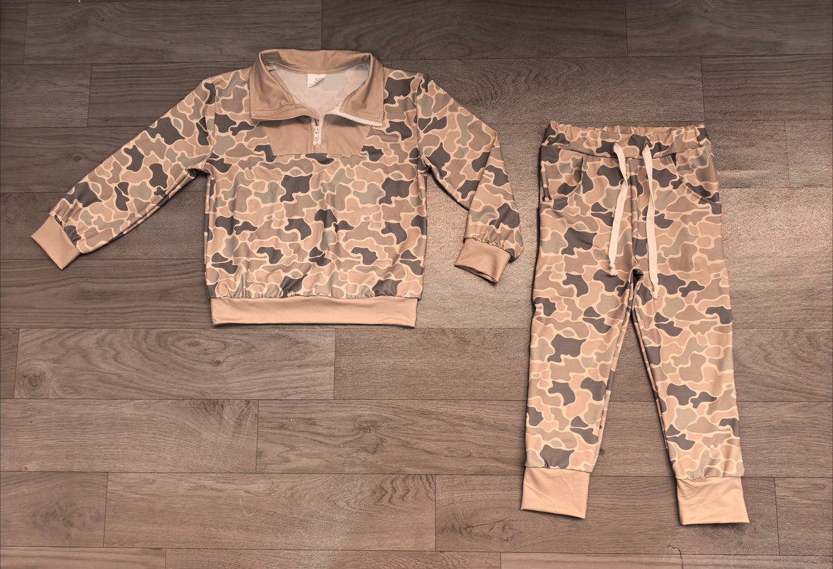 Baby Boys Southern Camo Zip Pullover Pockets Joggers Clothes Set Preorder