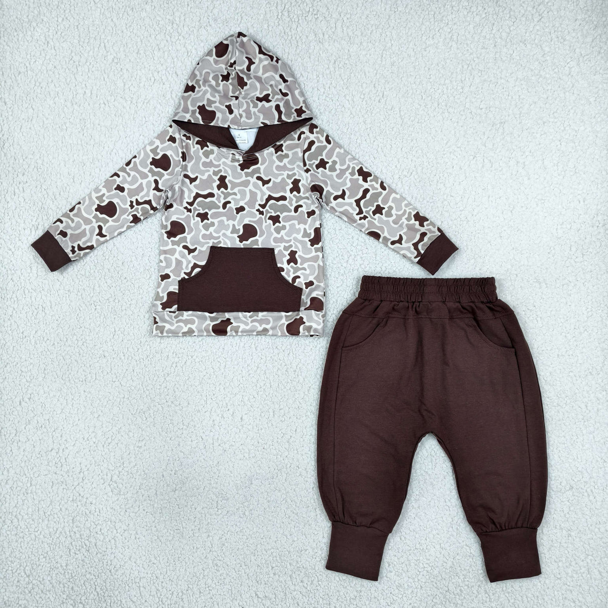 Baby Boys Khaki Camo Hoodie Pockets Joggers Clothes Set