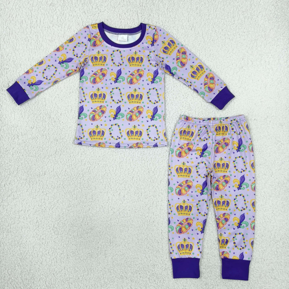 Baby Boys Mardigras Crowns Donuts Anchors Top Pant Pajamas Set
