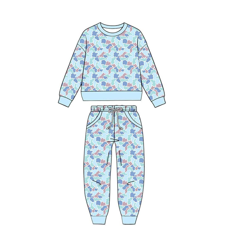 Baby Boys Blue Camo Top Pockets Joggers Clothes Set Preorder