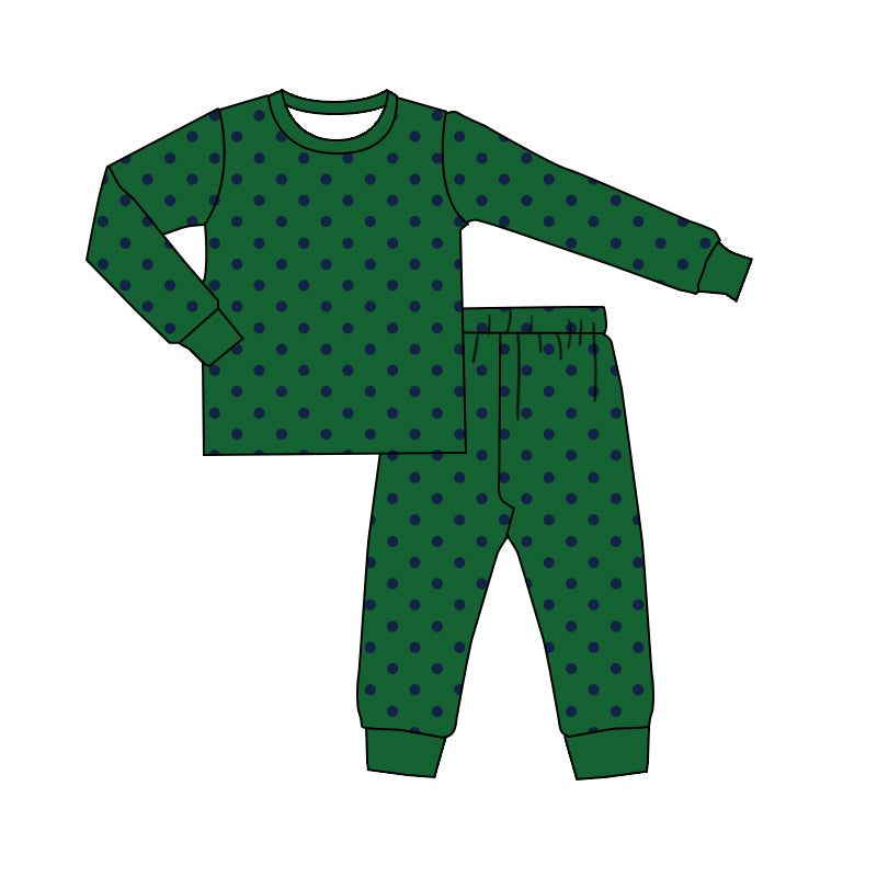 Baby Boys Green Polka Dots Shirts Top Pants Pajamas Set Preorder