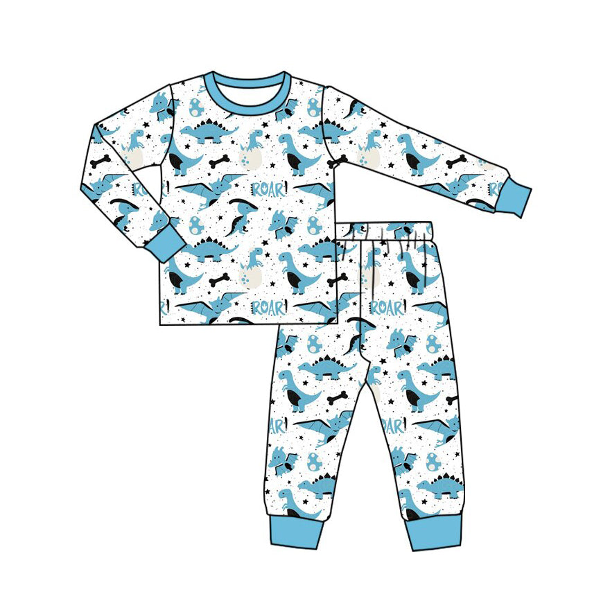 Baby Boys Blue Dinosaurs Roar Top Pant Pajamas Set Preorder