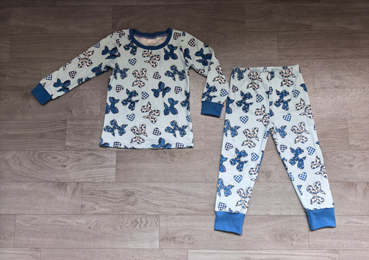 Baby Boys Blue Dogs Hearts Top Pant Valentines Pajamas Set Preorder