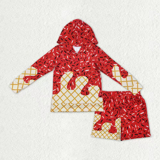 Baby Boys Red Sprinkles Drip Hoodie Top Shorts Team Clothes Sets