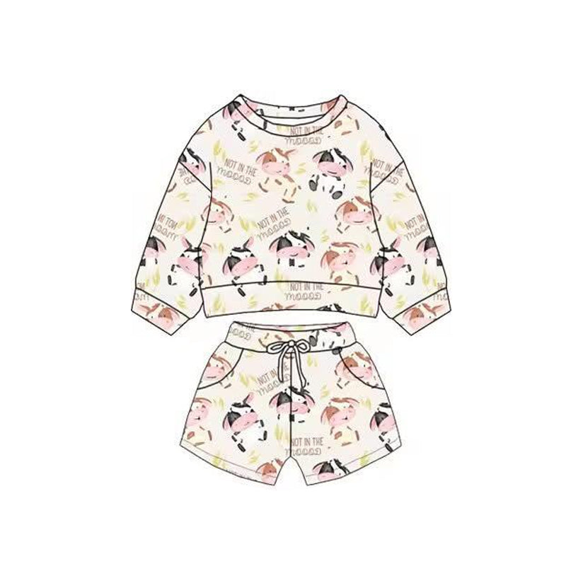 Baby Boys Farm Cows Long Sleeve Top Pockets Shorts Clothes Sets Preorder
