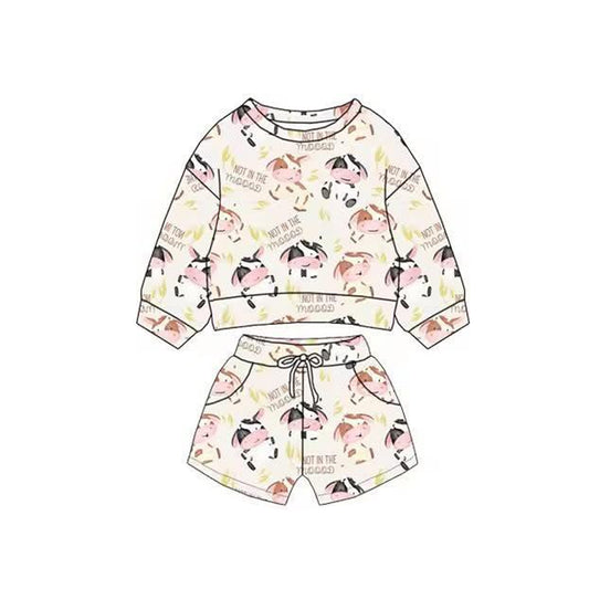 Baby Boys Farm Cows Long Sleeve Top Pockets Shorts Clothes Sets Preorder