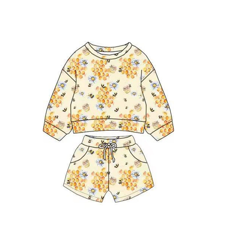 Baby Boys Bee Honest Long Sleeve Top Pockets Shorts Clothes Sets Preorder