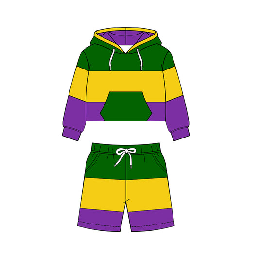 Baby Boys Mardigras Pockets Hoodies Pockets Shorts Yoga Clothes Sets Preorder