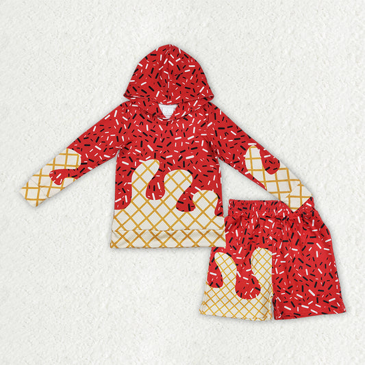 Baby Boys Red Sprinkles Drip Hoodie Top Shorts Team Clothes Sets