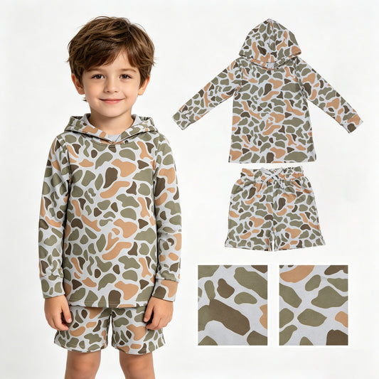 Baby Boys Southern Yellow Green Camo Hoodie Top Pockets Shorts Clothes Sets