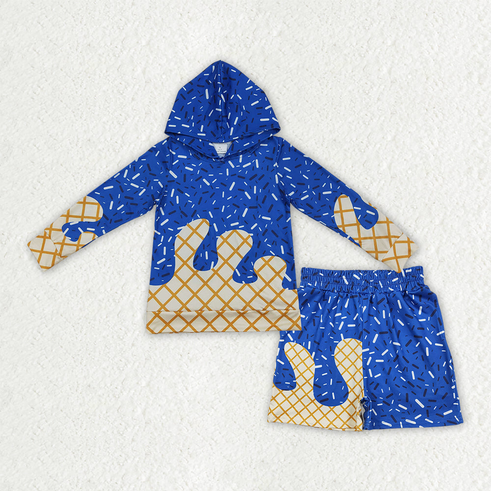 Baby Boys Hot Blue Sprinkles Drip Hoodie Top Shorts Team Clothes Sets