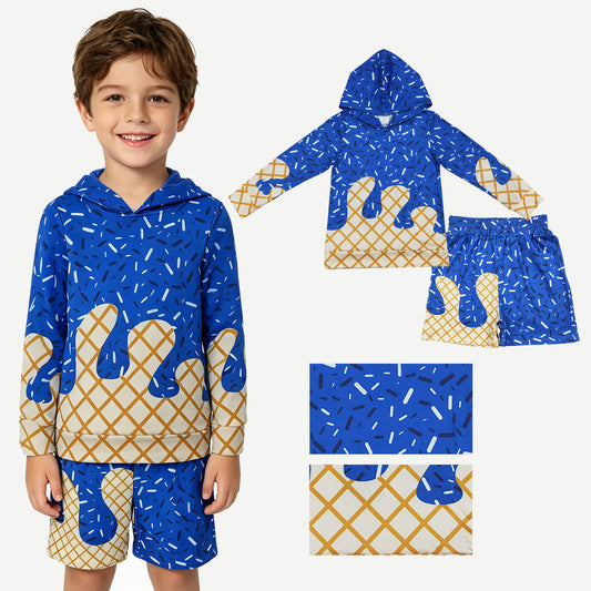 Baby Boys Hot Blue Sprinkles Drip Hoodie Top Shorts Team Clothes Sets