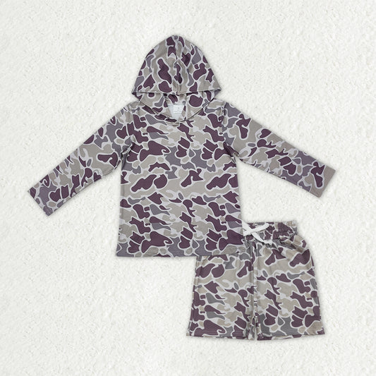 Baby Boys Southern Dark Grey Camo Hoodie Top Pockets Shorts Clothes Sets