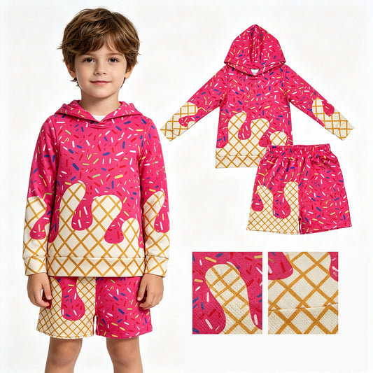 Baby Boys Watermelon Red Sprinkles Drip Hoodie Top Shorts Team Clothes Sets