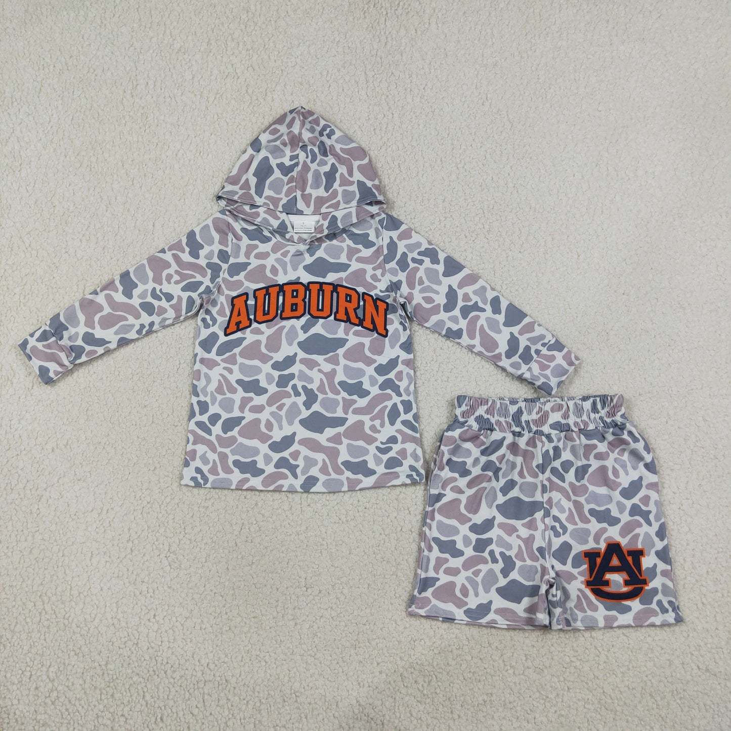 Sibling Baby Boys Light Grey Camo Hoodie Pockets Shorts Team Clothes Sets