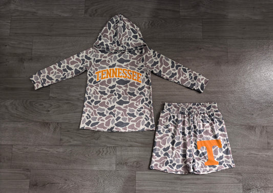 Baby Boys Grey Camo Tennessee Long Sleeve Hoodie Short Team Clothes Set Preorder