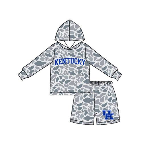 Baby Boys Grey Camo Kentucky Long Sleeve Hoodie Short Team Clothes Set Preorder