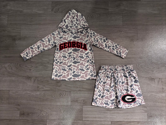 Baby Boys Grey Camo Georgia Long Sleeve Hoodie Short Team Clothes Set Preorder