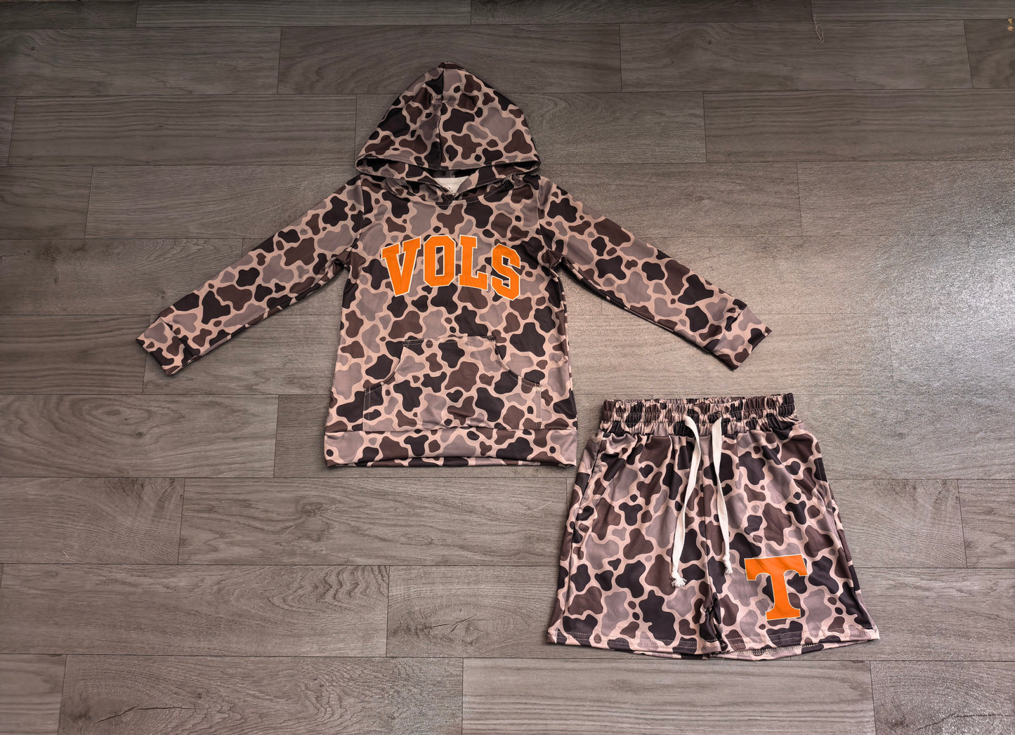 Baby Boys Grey Camo Vols Long Sleeve Hoodie Short Team Clothes Set Preorder