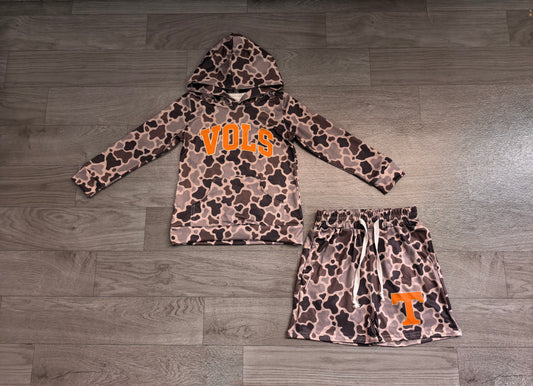 Baby Boys Grey Camo Vols Long Sleeve Hoodie Short Team Clothes Set Preorder