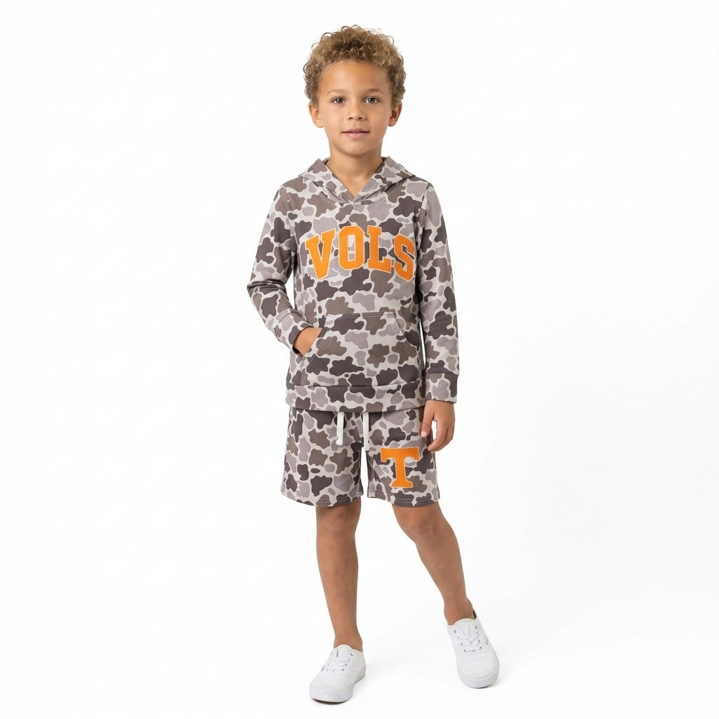 Baby Boys Grey Camo Vols Long Sleeve Hoodie Pockets Short Team Clothes Set