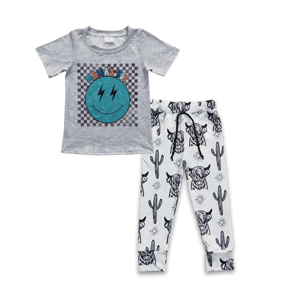 Baby Mama's Boy Tee Shirts Cow Cactus Pants Clothes Sets