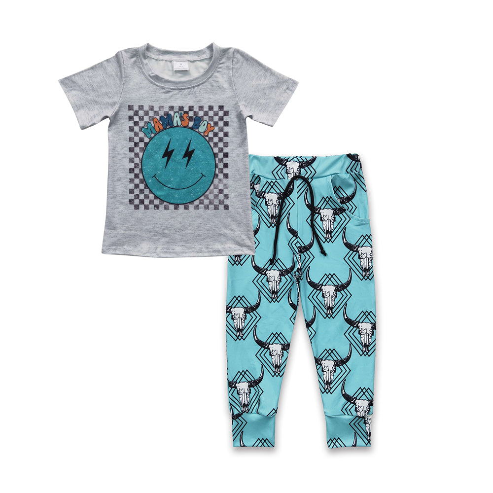 Baby Mama's Boy Tee Shirts Cow Pants Clothes Sets