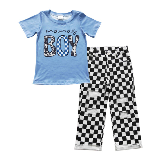 Baby Mama's Boy Shirt Black Denim Pants Clothes Sets