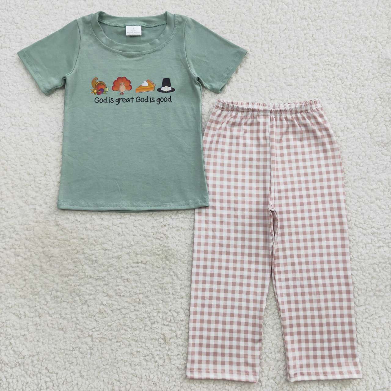 USA Shop Baby Boys Thanksgiving Green Turkey 2Pcs Pants Clothes Sets