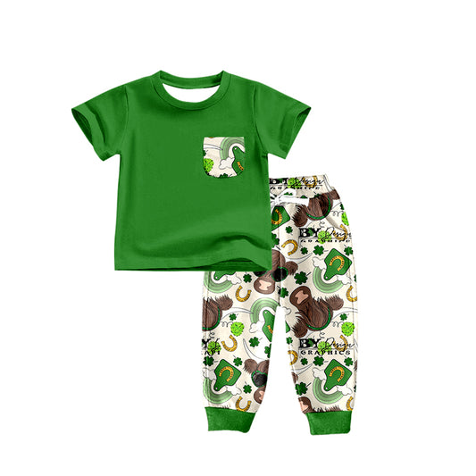 Baby Boys St Patrick Highland Cow Pockets Shirt Pants Clothing Sets preorder