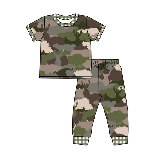 Baby Boys Deer Hunting Camo Top Pants Pajamas Clothes Sets preorder