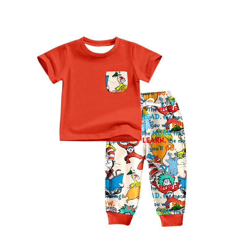 Baby Boys Toddler Red Dr Reading Shirt Pants Clothes Sets Preorder