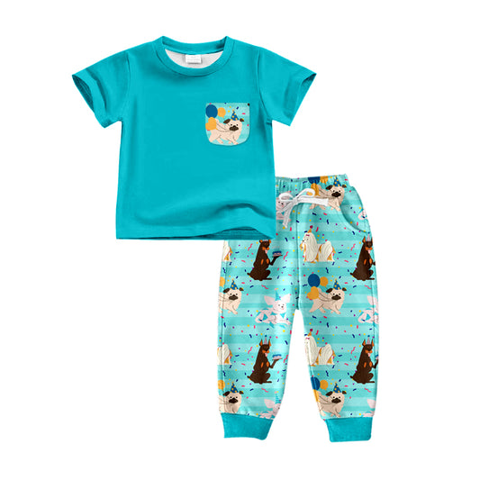 Baby Boys Dogs Birthday Tee Tops Pants Clothes Sets Preorder