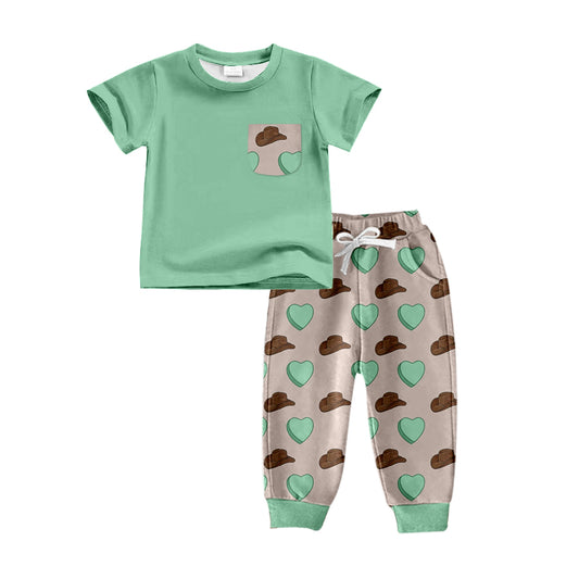 Baby Boys Heart Hats Tee Shirts Top Pants Clothes Sets Preorder
