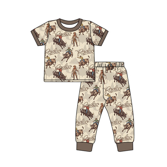 Baby Boys Rodeo Western Horse Tee Tops Pants Pajamas Clothing Sets Preorder