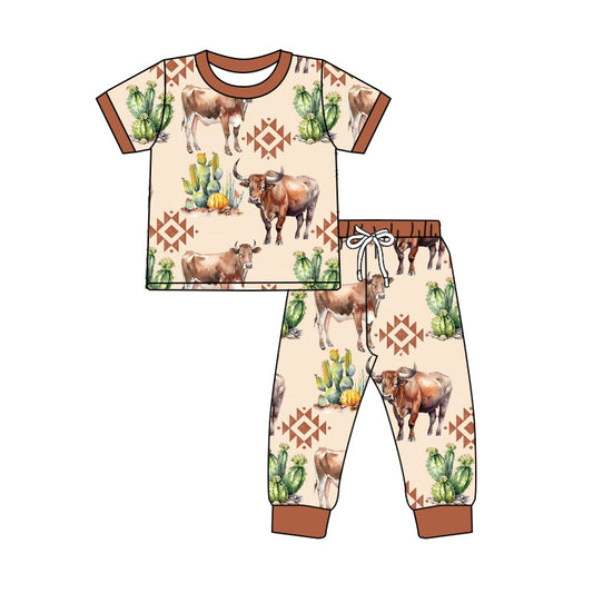 Baby Toddler Boys Western Cow Aztec Tee Shirts Tops Pants Pajamas Clothes Sets preorder