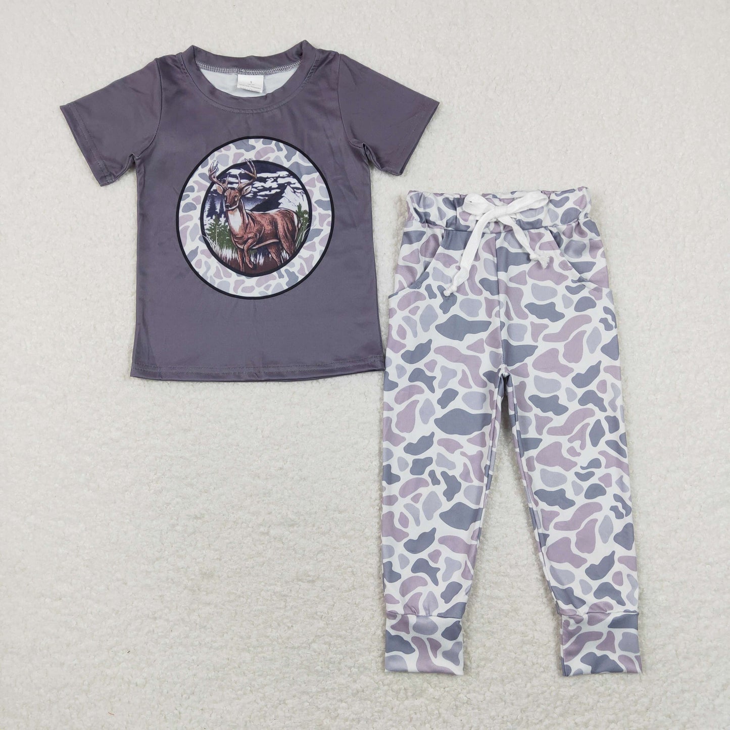 Sibling Baby Boys Deer Fishing Top Camo Pockets Pants Hunting Pajamas Clothes Sets