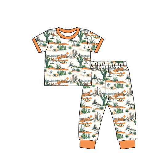 Baby Boys Western Desert Short Sleeve Shirt Pants Pajamas Clothes Sets preorder