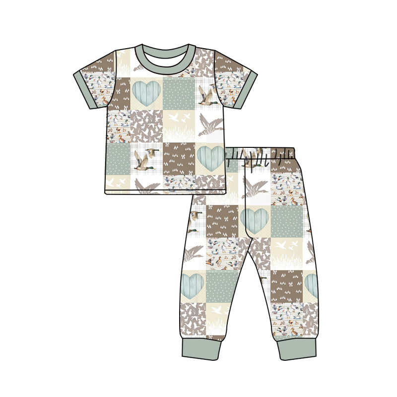 Baby Boys Green Shirt Top Ducks Pants Pajamas Clothes Sets preorder