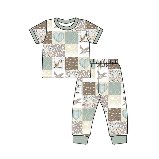 Baby Boys Green Shirt Top Ducks Pants Pajamas Clothes Sets preorder